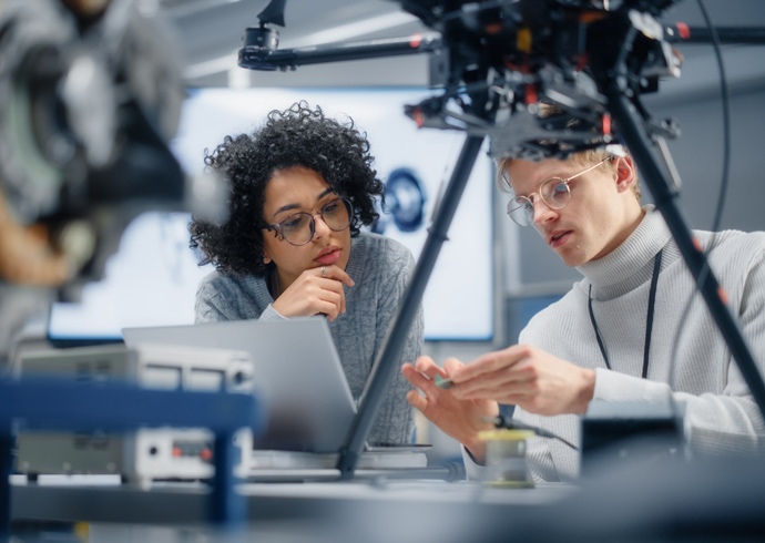 Zwei junge Menschen entwickeln etwas, BIZ | LAW aus Dresden, effiziente Rechtsberatung für Ihr Hightech-Unternehmen